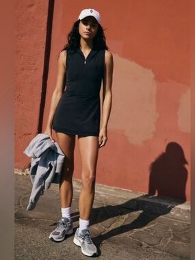 NWT Free People Movement Hooded Zip Dress Washed Black Size Large